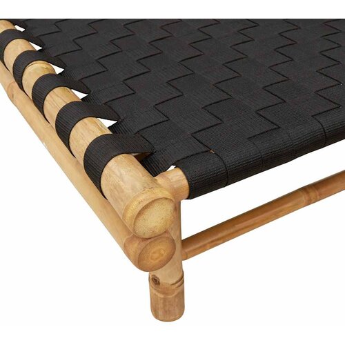  Ležaljka za sunčanje s crnim tkanim trakama 55x200x30 cm bambus Slike