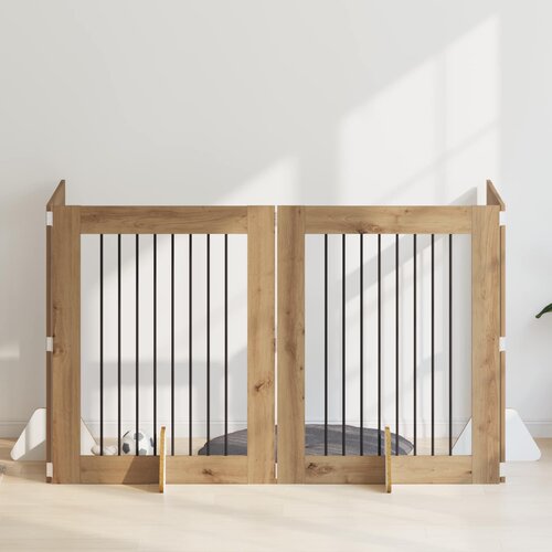  Vrata za pse s postoljem 4 pcs Hrast artisan 80 x 100 cm Cene
