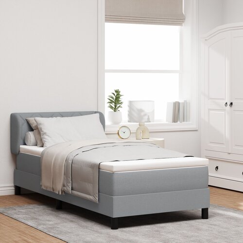VidaXL Krevet s podnicom i madracem Svjetlosiva 90x200 cm Tkanina Slike