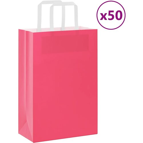 vidaXL Papirnate vrećice 50 kom s ručkama ružičaste 21x11x31 cm Cijene