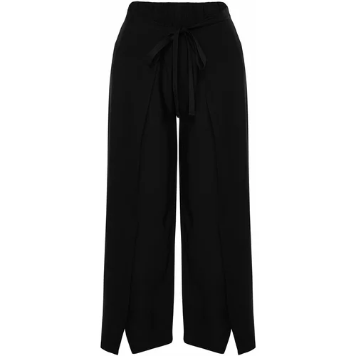 Trendyol Curve Black Wrap-Up Detail Beach Textile Woven Trousers