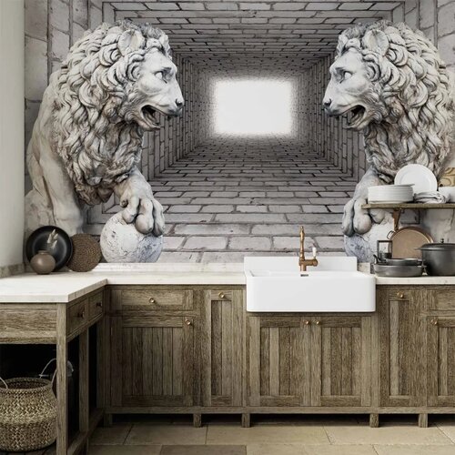  Foto tapeta - Stone Lions 500x350 Vodootporna Cijene