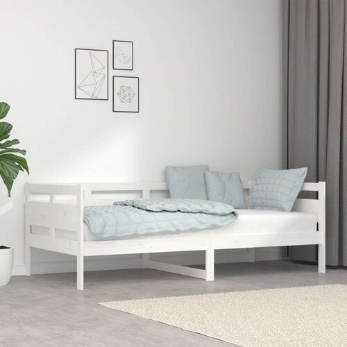  Dnevni ležaj bijeli od masivne borovine 90 x 190 cm Slike