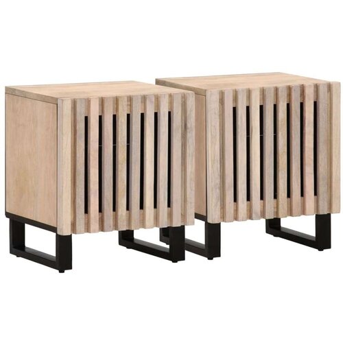  Noćni ormarići 2 kom 40x34x46 cm masivno izbijeljeno drvo manga Slike