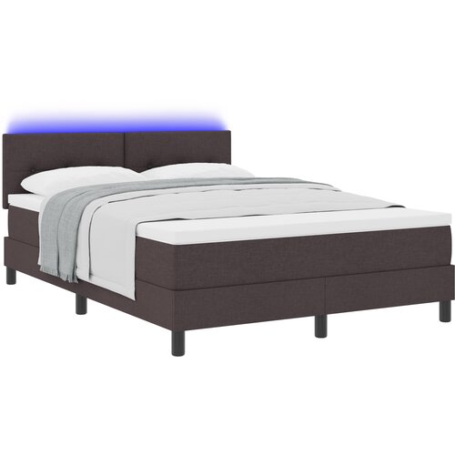 vidaXL Krevet s oprugom i madracem &amp  LED Tamnosmeđi 140x200 cm Tkanina Cijene