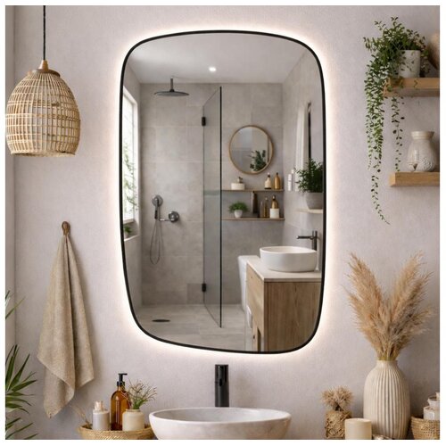  Baltica Design-LED Ogledalo sa pozadinskim osvetljenjem STONE CALM 15W/230V 4500K 90x60 cm IP65 crna Slike