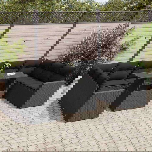 vidaXL 10-dijelni set vrtnih sofa s jastucima crni od poliratana Cijene