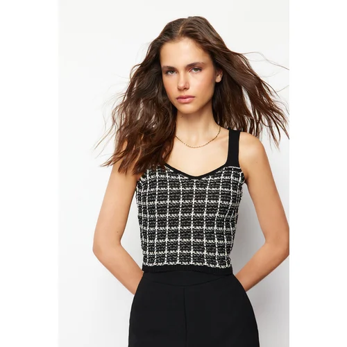 Trendyol Black Strap Crop Knitwear Blouse