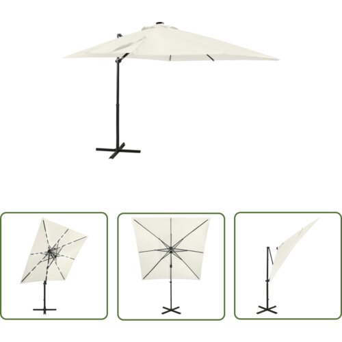  The Living Store Vrtni senčnik z LED lučkami pe&amp;scaron;čen 250 cm - Previsni Senčnik, (21743103) Slike