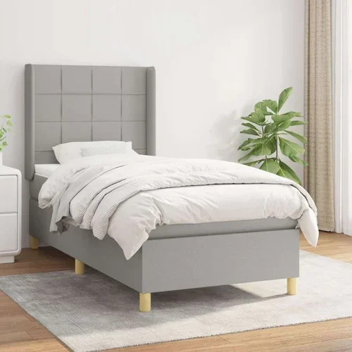  Box spring postelja z vzmetnico svetlo siva 80x200 cm blago, (20790094)