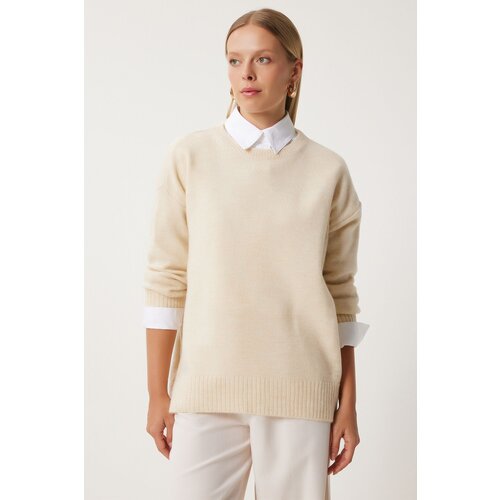  Women's Bone Oversized Knitwear Sweater Cene