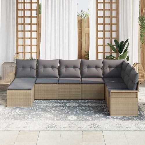  Sjedeća garnitura za vrt 8 kom. Bež poliratan 297,5 x 187,5 x 85 cm Slike
