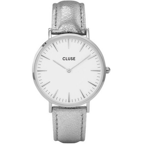 Cluse ženski la boheme beli srebrni ručni sat sa srebrnim kožnim kaišem Cene