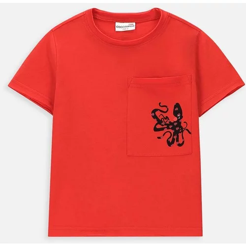 Coccodrillo Otroška bombažna kratka majica rdeča barva