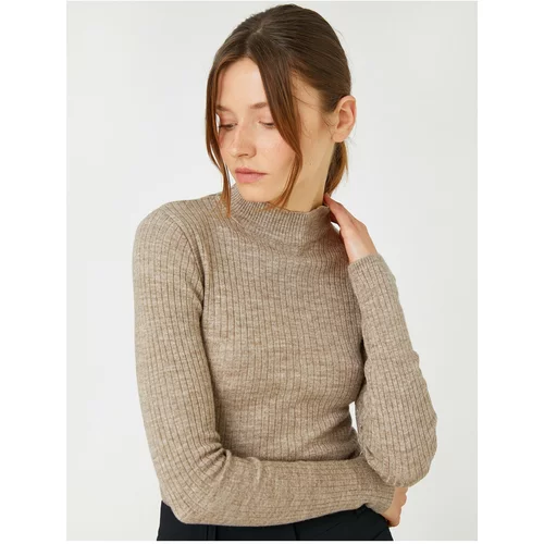 Koton Ayşegül Afacan X - Ribbed Stand-Up Collar Knitwear Sweater