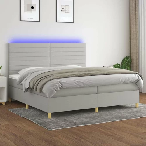 Box spring postelja z vzmetnico LED sv. siva 200x200 cm blago, (20930500)