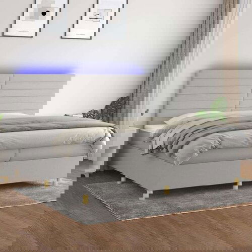  Krevet box spring s madracem LED svjetlosivi 200x200 cm tkanina Cene