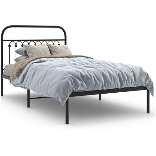 VidaXL Metalni okvir za krevet s uzglavljem crni 100x200 cm Slike