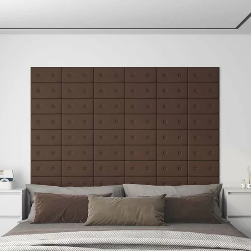  Zidne ploče od umjetne kože 12 kom smeđe 30 x 15 cm 0 54 m²