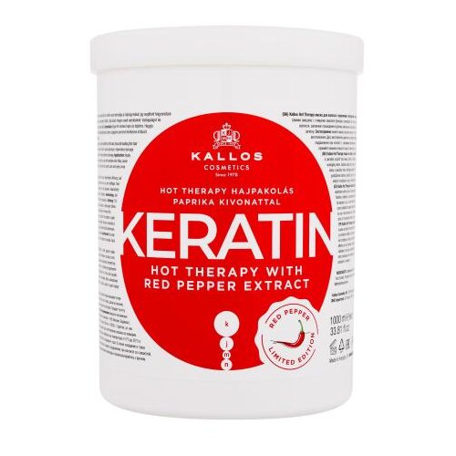 Kallos Cosmetics keratin hot therapy with red pepper extract maska za kosu svi tipovi kose 1000 ml za ženske Slike