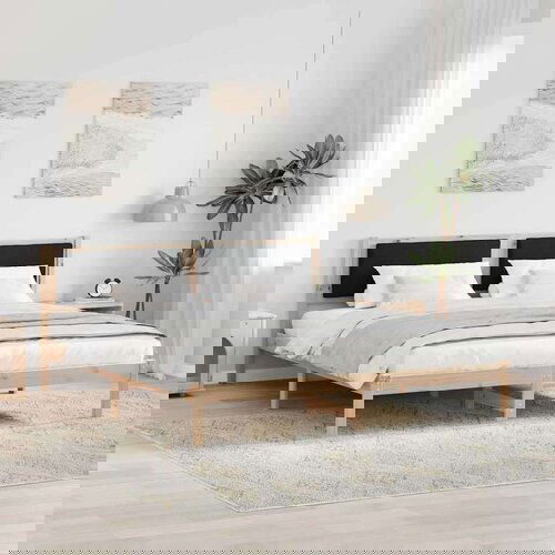  Okvir za krevet Crna 200 x 200 cm Čvrsto borovo drvo Cijene