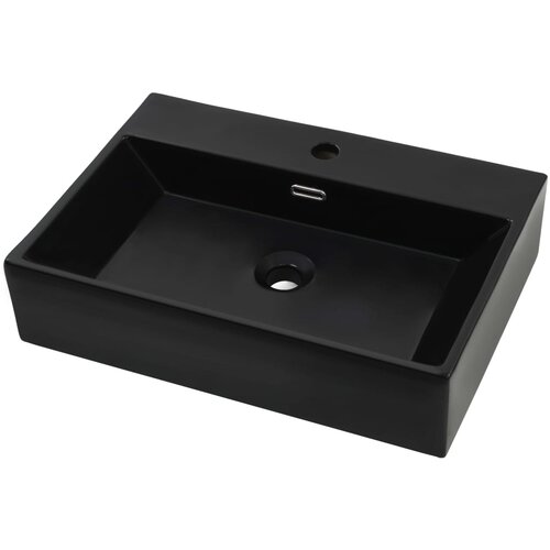 Maison Chic Umivalnik - Kopalna umivalnik - Lavabo z odprtino za pipo črna keramika 60,5x42,5x14,5 cm, (21684722) Cene