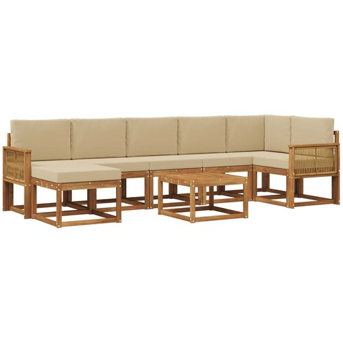 vidaXL Zunanja garnitura za sedenje 8 pcs Naravna in bež Poliester, (5000280675) Cene