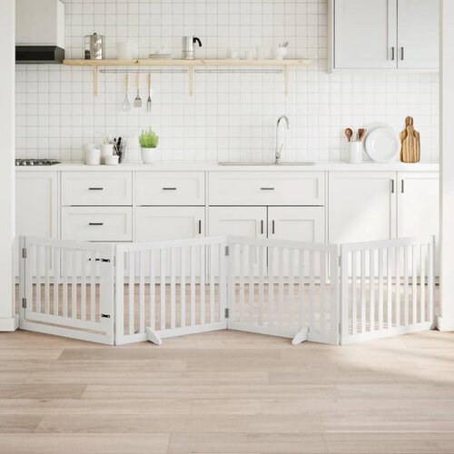 vidaXL Ograda za pse z vrati zložljiva 4 paneli bela 320 cm topolovina Cene