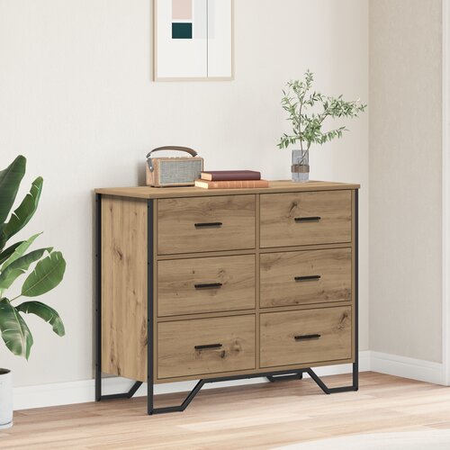 VidaXL Ladica Obrtni hrast 91x35.5x74.5 cm Iverica Slike