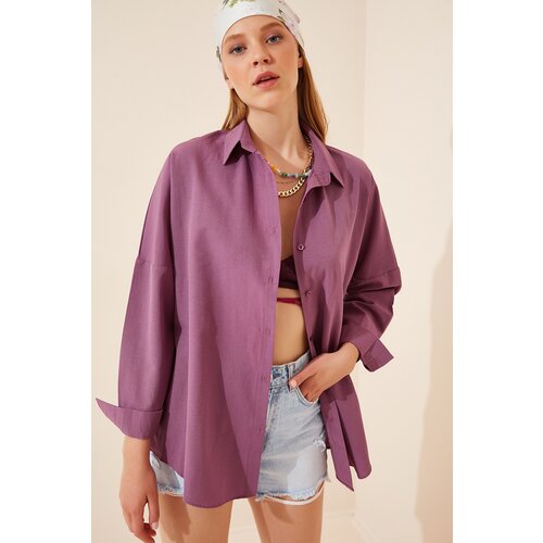  Women&amp;#039;s Dark Lilac Oversize Long Basic Shirt Slike
