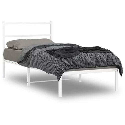 Metalni okvir za krevet s uzglavljem bijeli 90x200 cm