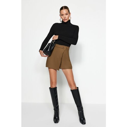 Trendyol Khaki Accessorized Woven Short Skirt Slike