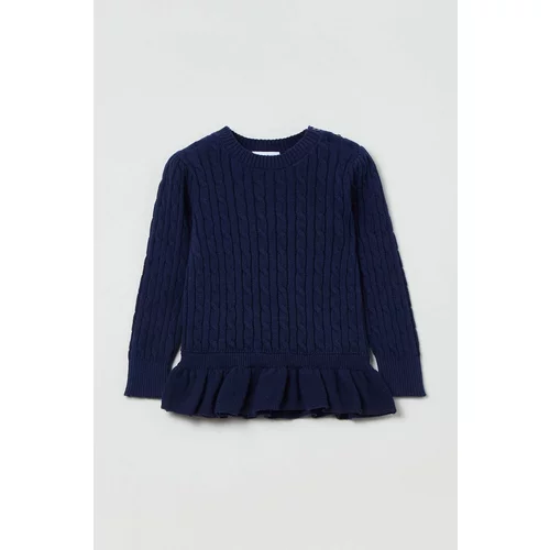 OVS Otroški bombažen pulover mornarsko modra barva