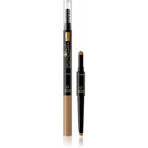 Eveline Cosmetics Brow Styler precizna olovka za obrve 3 u 1 nijansa 01 Medium Brown 1,2 g