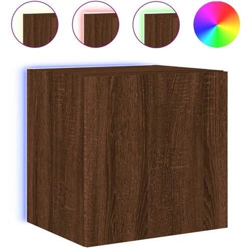Maison Chic Stenska TV omarica - TV stojalo - Televizijska omarica z LED lučkami rjavi hrast 40,5x35x40 cm, (21700181) Slike