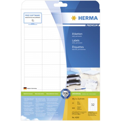 Herma Labels 48,3x33,8 25 Sheets DIN A4 800 pcs. 4200 Slike