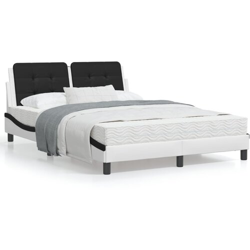 vidaXL Okvir kreveta LED bijelo-crni 140 x 190 cm od umjetne kože Cene