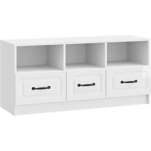 TV omarica Bela visok sijaj 102 x 34,5 x 47 cm Inženirski les, (5000210379) Cene