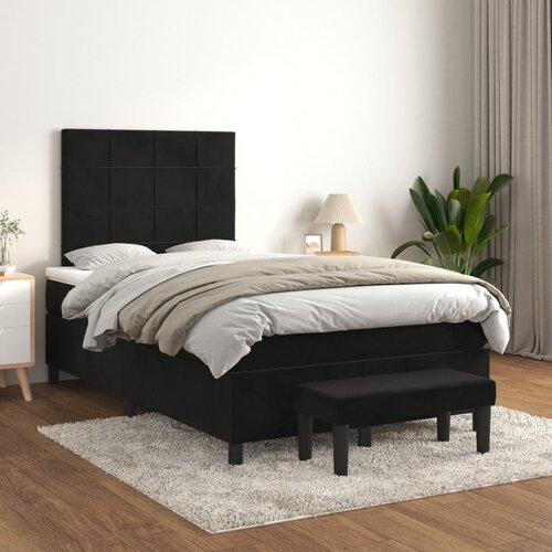 vidaXL Box spring postelja z vzmetnico črna 120x200 cm žamet Cene