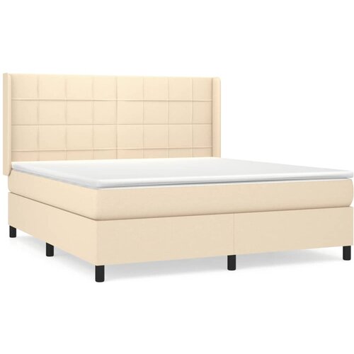 vidaXL Krevet s oprugama i madracem krem 160x200 cm od tkanine Cijene