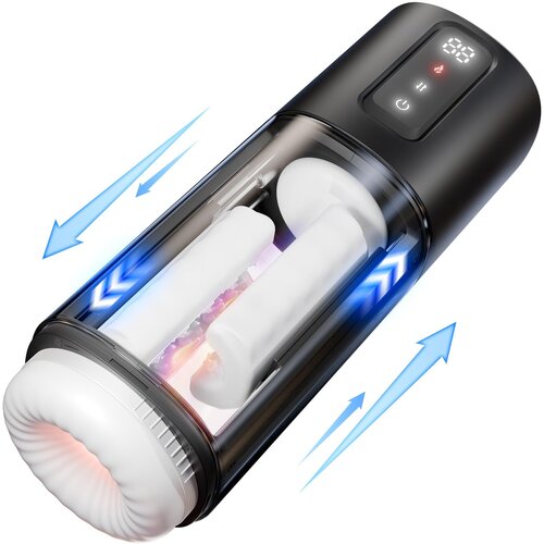 SuperLove Sci-Fi Rubbing & Heating & Vibrating Masturbator Black Cene