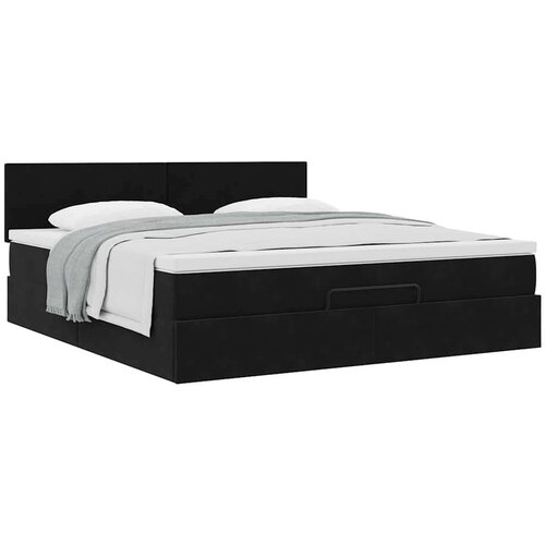 VidaXL Otomanski krevet s madracem crni 180x200 cm bar&amp;scaron;unasti Slike