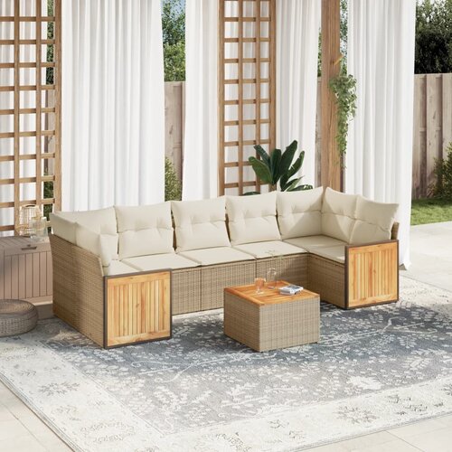 vidaXL 8-dijelni set vrtnih sofa od poliratana s jastucima bež Cijene
