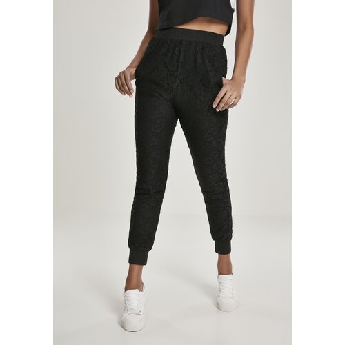 Urban Classics Women&amp;#039;s Lace Jersey Jog Pants Black Slike