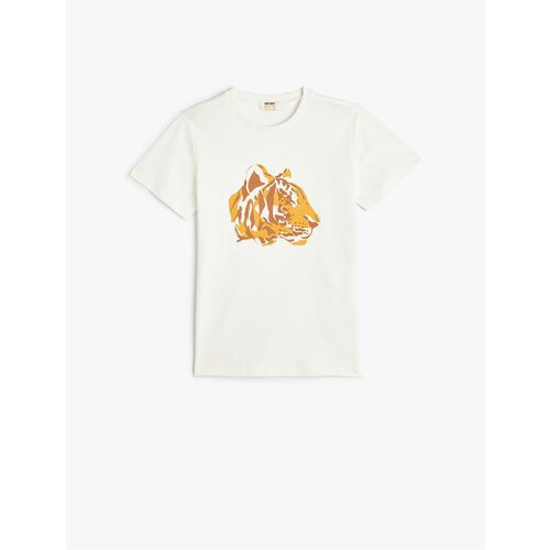 Koton T-Shirt Tiger Printed Short Sleeve Crew Neck Cotton Cene