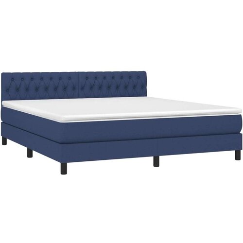  Box spring s madracem LED plavi 180x200 cm od tkanine Slike