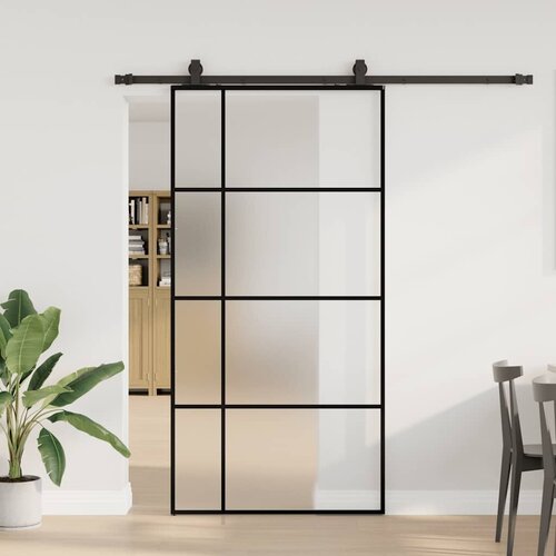  Klizna vrata s okovima crna 102 5x205 cm ESG staklo - Crna 102.5 x 205 cm (200 cm sliding rail) 1 Matirano Cijene
