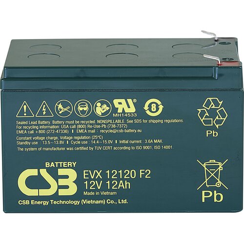 CSB Battery Svinčev akumulator 12 V 12 Ah EVX 12120 EVX12120F2 svinčeno-koprenasti (AGM) (&Scaron;xVxG) 151 x 100 x 98mm plo&scaron;čati vtič 6.35mm stabilni cikli,, (20438618) Cene