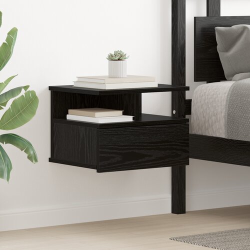 vidaXL Floating Nightstand Crni hrast 40x31x27 cm Konstruirano drvo Cijene