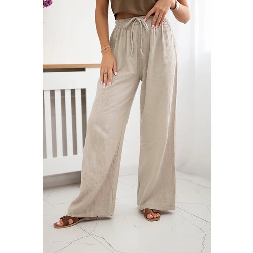Kesi Włoski Muslin pants with a wide leg beige Cijene